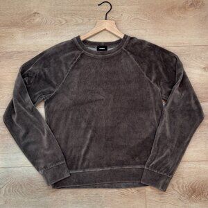 Monrow Velour Crewneck Sweatshirt Vintage Brown Size Large